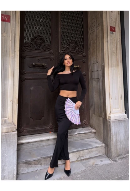 Kadın Sandy Kumaş Etek Bluz Alt Üst Takım