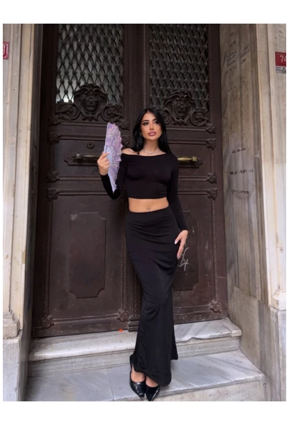 Kadın Sandy Kumaş Etek Bluz Alt Üst Takım