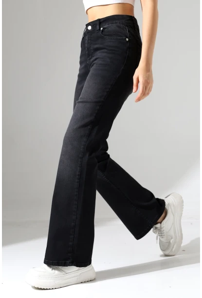 Kadın Yüksek Bel İspanyol Paça Jean Pantolon