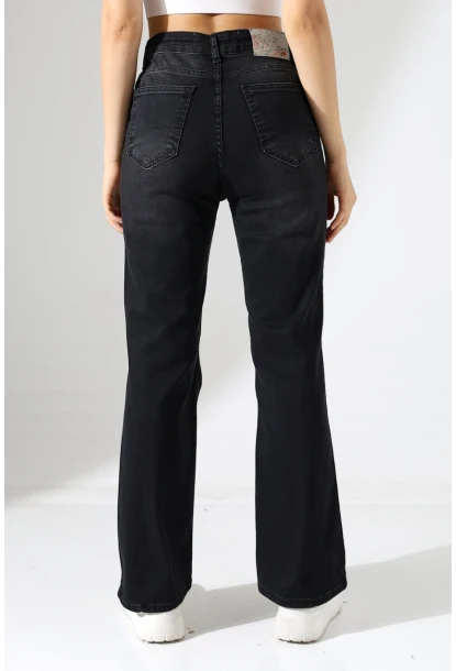 Kadın Yüksek Bel İspanyol Paça Jean Pantolon