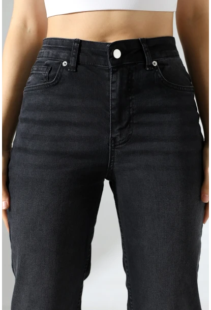 Kadın Yüksek Bel İspanyol Paça Jean Pantolon