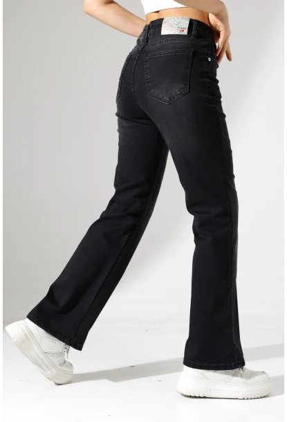 Kadın Yüksek Bel İspanyol Paça Jean Pantolon
