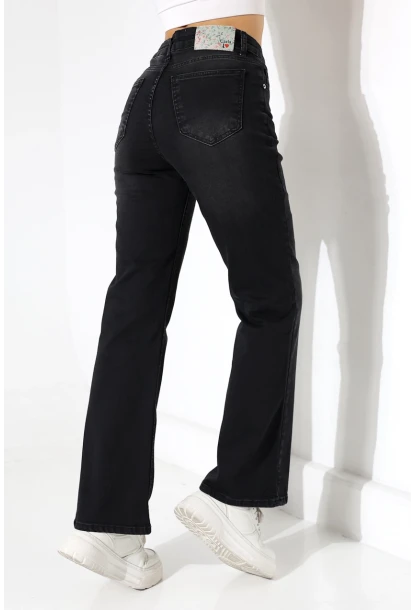 Kadın Yüksek Bel İspanyol Paça Jean Pantolon