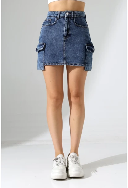 Kargo Cep Detay Mini Kot Etek