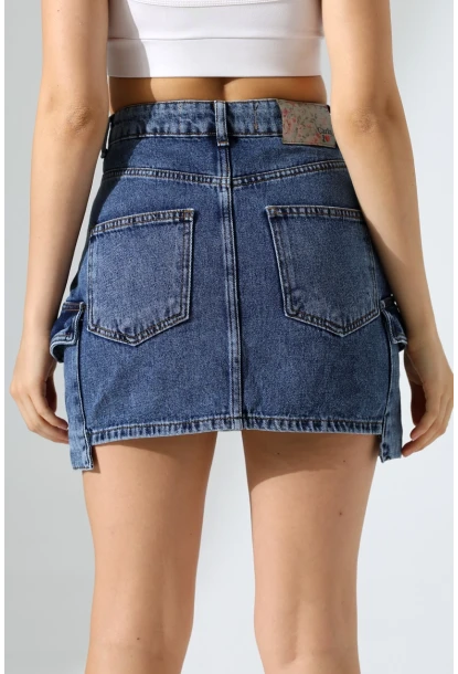 Kargo Cep Detay Mini Kot Etek