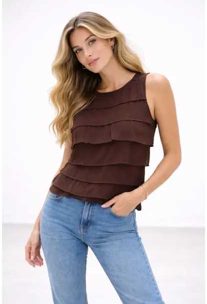 Kat Kat Fırfırlı Kolsuz Bluz – Şık & Feminen Yazlık Kadın Üst