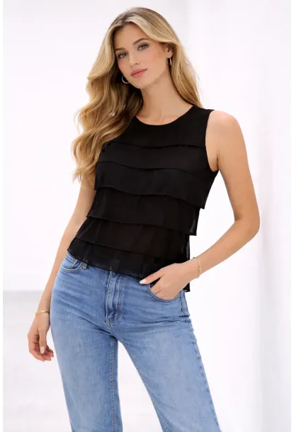 Kat Kat Fırfırlı Kolsuz Bluz – Şık & Feminen Yazlık Kadın Üst