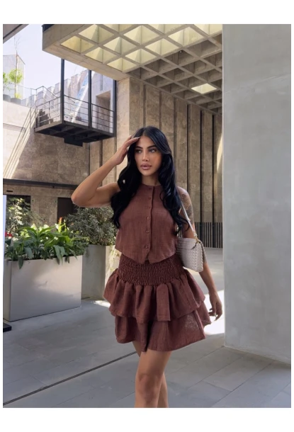 Katlı Etek ve Yelek Alt Üst Takım