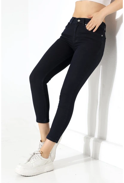 Lacivert Yüksek Bel Skinny Fit Jean Pantolon