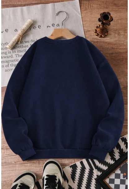 Leopar Fiyonk Baskılı 3Üç İplik Oversize Sweatshirt