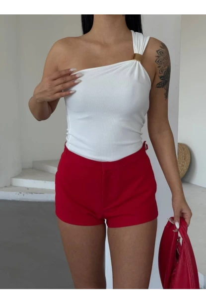 Ottoman Omuz Detay Beyaz Bluz