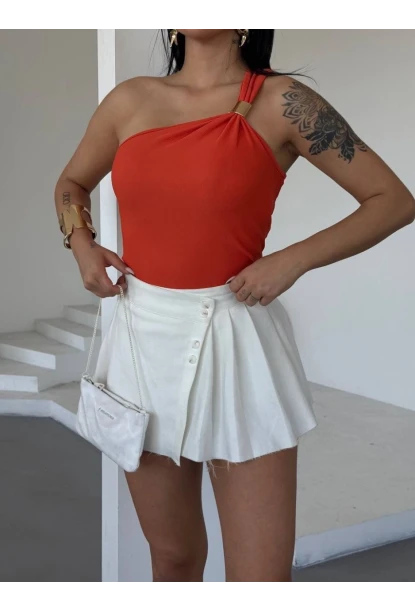 Ottoman Omuz Detay Turuncu Bluz