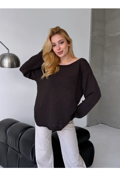 Oversize Kayık Yaka Triko Bluz