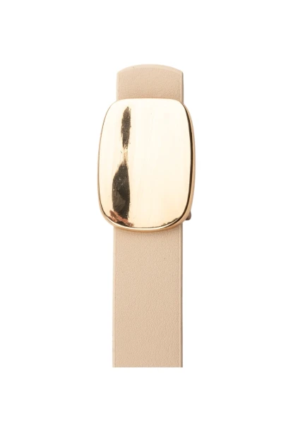 Parlak Kare Tokalı Bej Kadın Kemeri