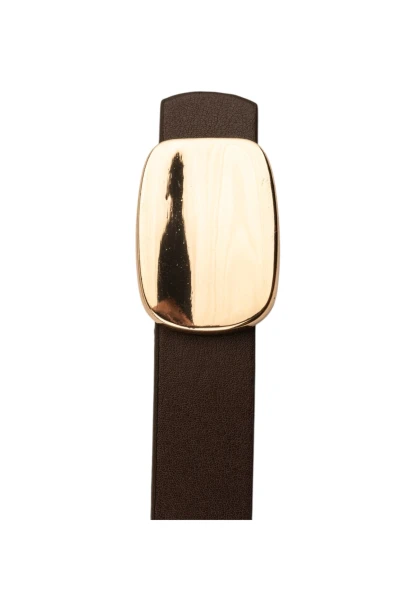 Parlak Kare Tokalı Kahve Kadın Kemeri