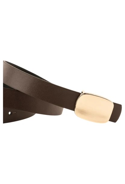 Parlak Kare Tokalı Kahve Kadın Kemeri