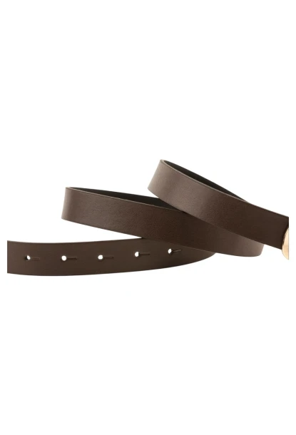 Parlak Kare Tokalı Kahve Kadın Kemeri