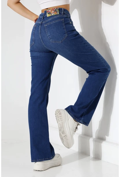 Toparlayıcı Yüksek Bel Bol Paça Kot