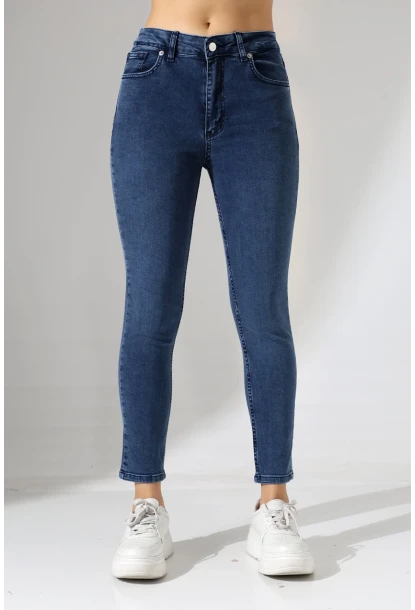 Toparlayıcı Yüksek Bel Dar Paça Jean