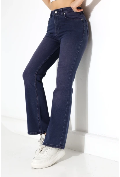 Toparlayıcı Yüksek Bel İspanyol Paça Jean