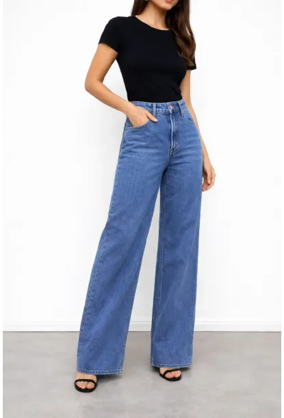 Yüksek Bel Geniş Jean