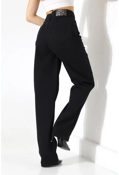 Yüksek Bel Geniş Paça Jean Pantolon