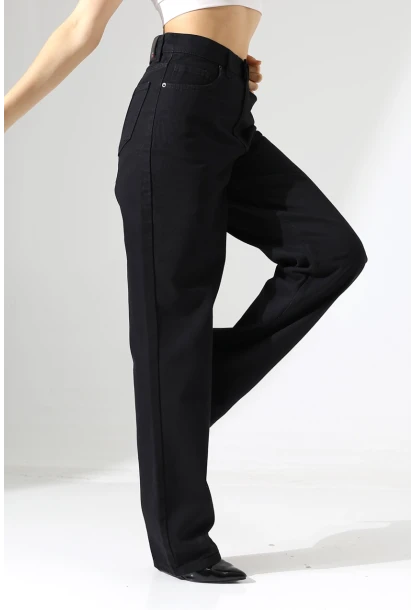 Yüksek Bel Geniş Paça Jean Pantolon