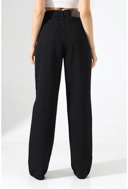 Yüksek Bel Geniş Paça Jean Pantolon