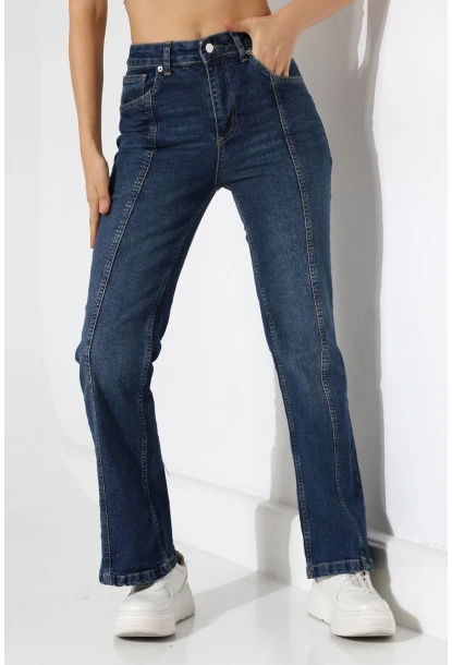 Yüksek Bel İspanyol Paça Jean Pantolon