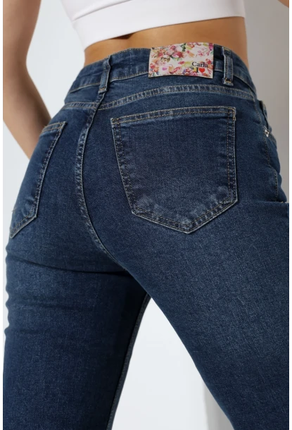 Yüksek Bel İspanyol Paça Jean Pantolon