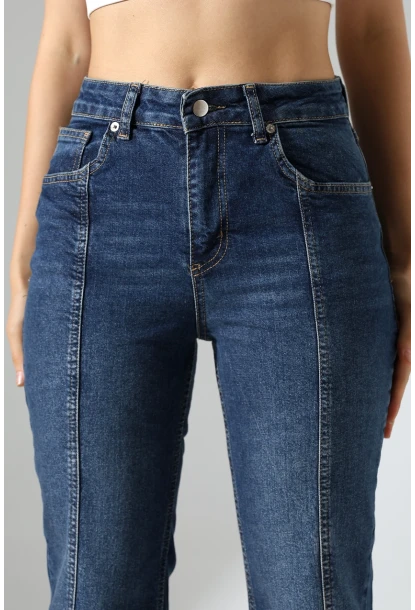 Yüksek Bel İspanyol Paça Jean Pantolon