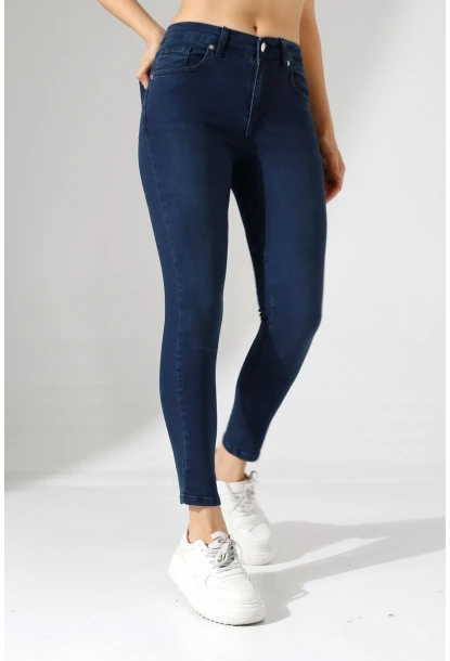 Yüksek Bel Lacivert Skinny Fit Jean Pantolon