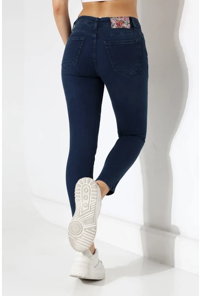 Yüksek Bel Lacivert Skinny Fit Jean Pantolon