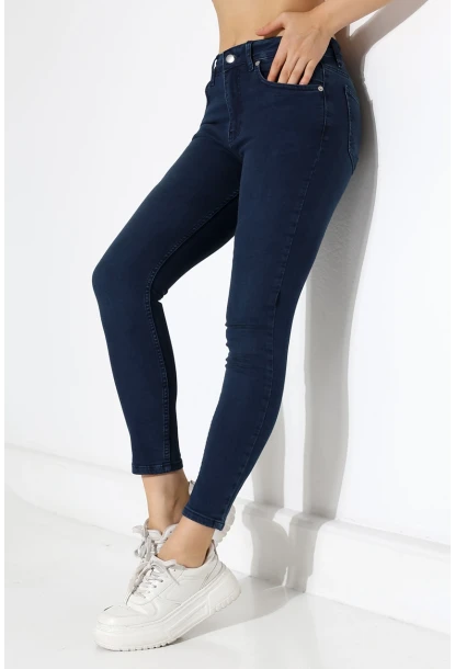 Yüksek Bel Lacivert Skinny Fit Jean Pantolon