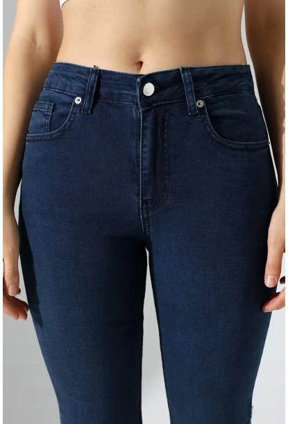 Yüksek Bel Lacivert Skinny Fit Jean Pantolon