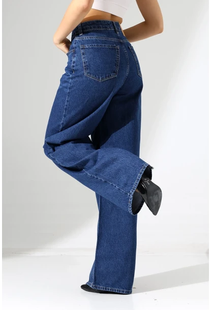 Yüksek Bel Salaş Kesim Bol Paça Jean