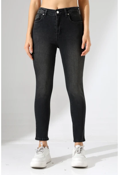 Yüksek Bel Siyah Skinny Fit Jean Pantolon