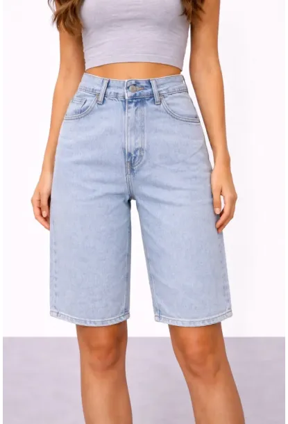 Açık Mavi Bermuda Jean