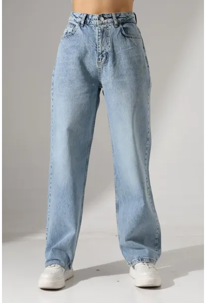 Kadın Açık Mavi Relaxed Fit Jean