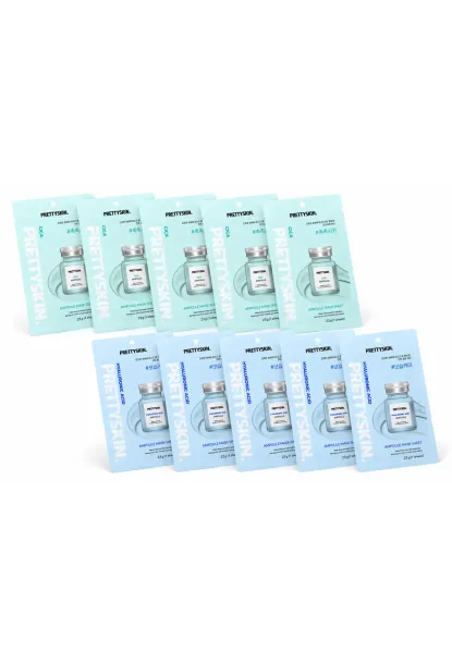 PRETTYSKIN Hyaluronic Acid Ampoule Mask Sheet & Cica Ampoule Mask Sheet 10lu Set 23g