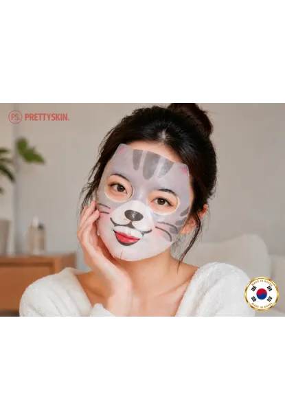 PS PRETTYSKIN Animal Cat Anti-Wrinkle Mask 25 gr | Kırışıklık Karşıtı Nemlendirici Kağıt Yüz Maskesi 4lü Set