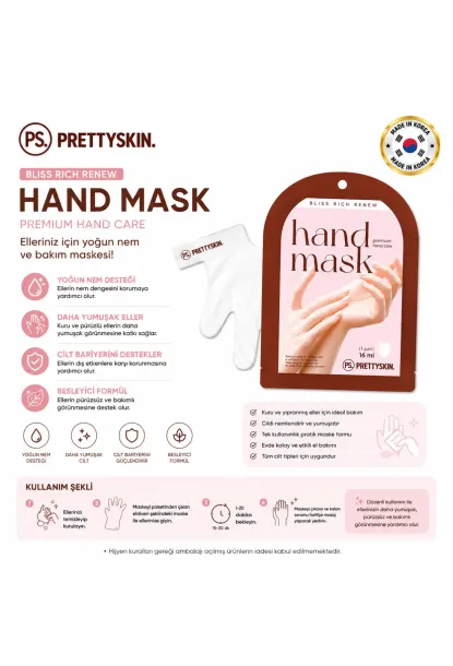 PS PRETTYSKIN Bliss Rich Renew Hand Mask 16 ml | Nemlendirici El Bakım Maskesi 3lü Set