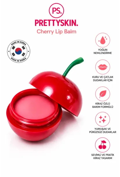 PS PRETTYSKIN Cherry Lip Balm 9 gr | Nemlendirici Kiraz Özlü Dudak Bakım Balmı