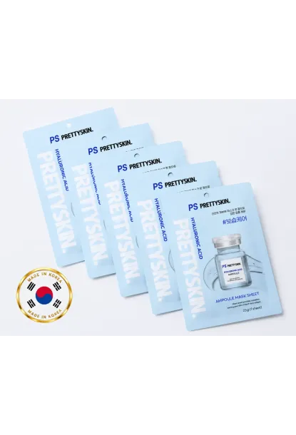 PS PRETTYSKIN Hyaluronic Acid Ampoule Mask Sheet 23g | Yoğun Nemlendirici Kağıt Yüz Maskesi 5li Set