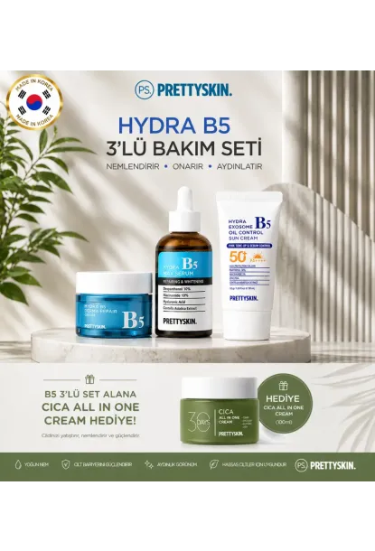 PS PRETTYSKIN Hydra B5 Derma Repair Cream & B5 Max Serum & B5 Oil Control Sun Cream SPF50+