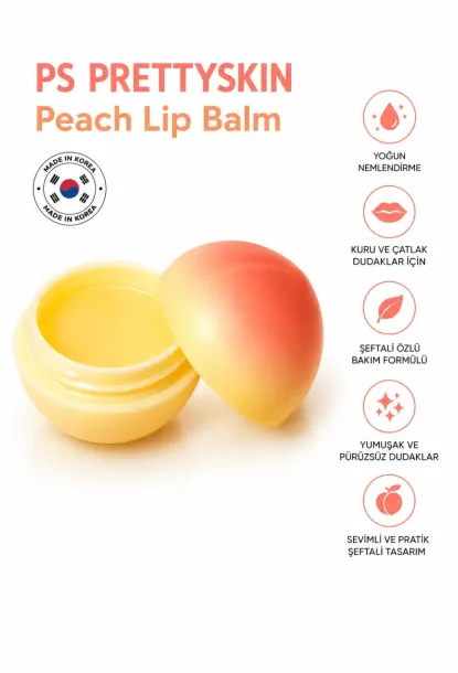 PS PRETTYSKIN Peach Lip Balm 9 gr | Nemlendirici Şeftali Özlü Dudak Bakım Balmı