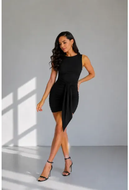Sandy Kumaş Drapeli Mini Elbise