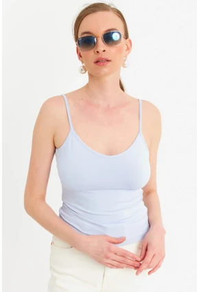 Kadın Açık Mavi Askılı Basic Atlet FLS06