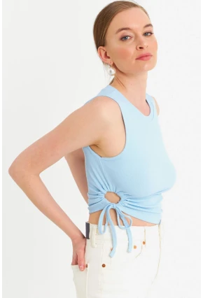 Kadın Bebe Mavi Yanı Büzülebilir Basic Bluz RSP329