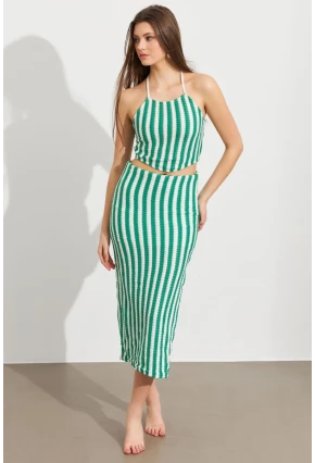 Kadın Benetton-Yeşil Etekli Triko Takım ROP108